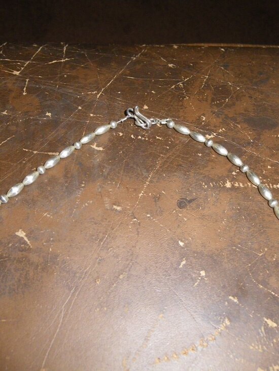 Vintage Women’s Sterling Silver Beaded Necklace w/ Turquoise Pendant - Picture 3 of 4
